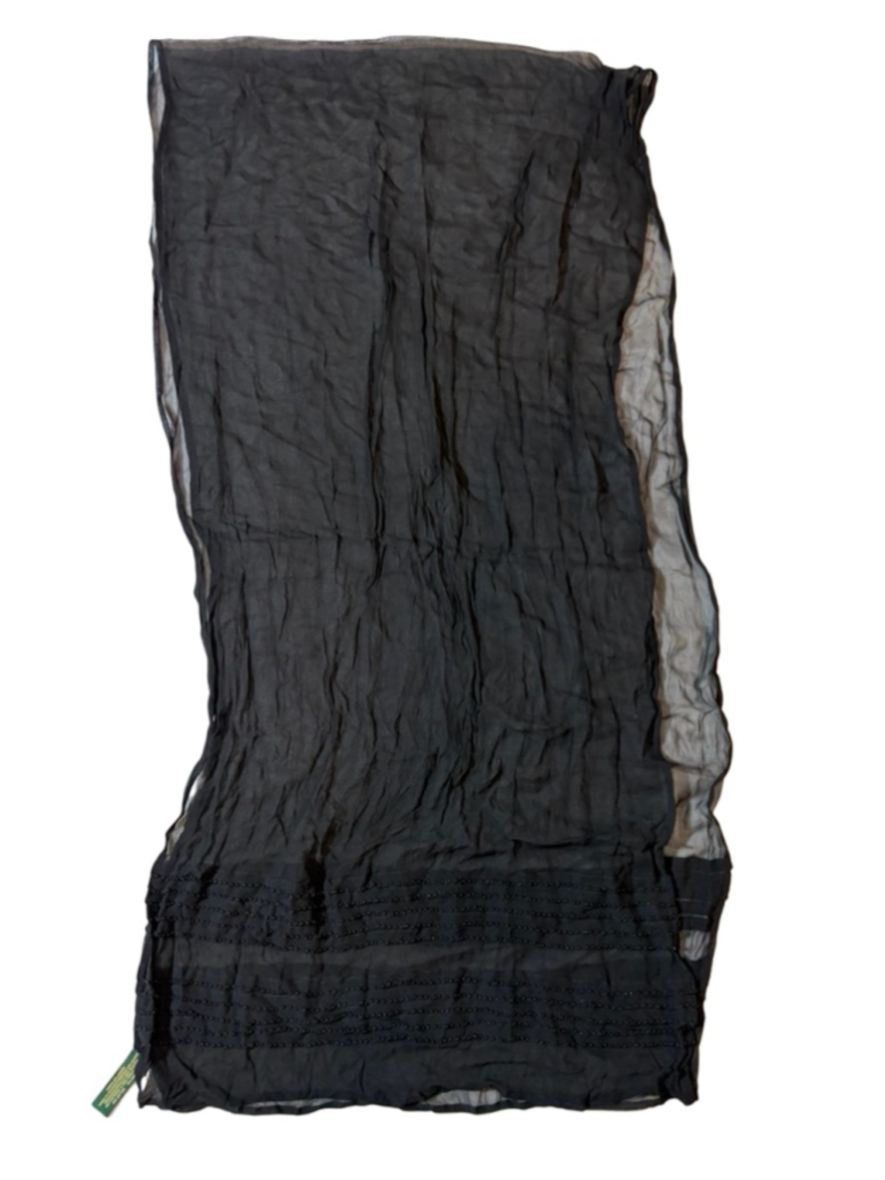 Lauren Ralph Lauren Black Sheer Beaded Crinkle Scarf Wrap Evening Y2K